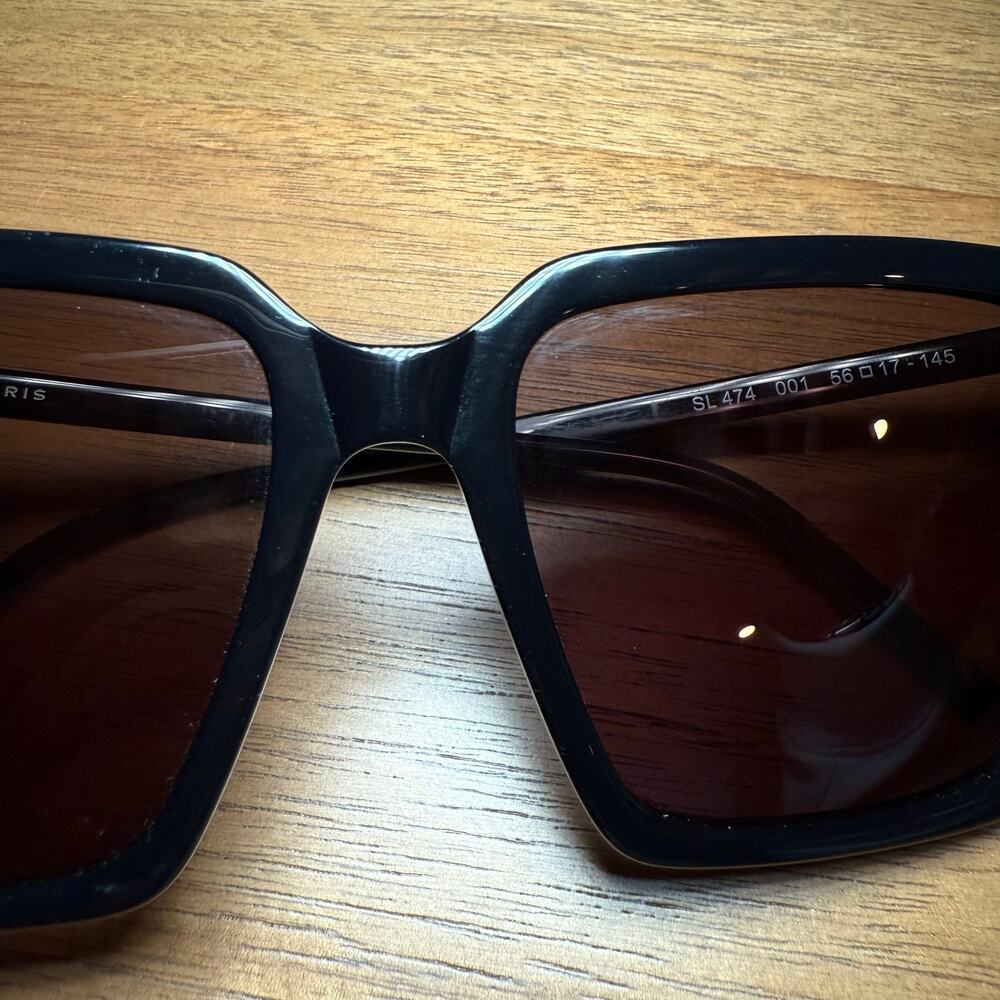 Saint Laurent SL 474 Oversized Square Frame Black Sunglasses YSL Unisex - Picture 13 of 16